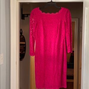 Size 8 Adrianna Papell Pink Lace 3/4 sleeve dress